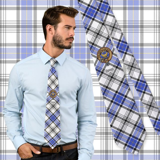 Clan Hannay Crest over Tartan Neck Tie (Creator Uploaded)