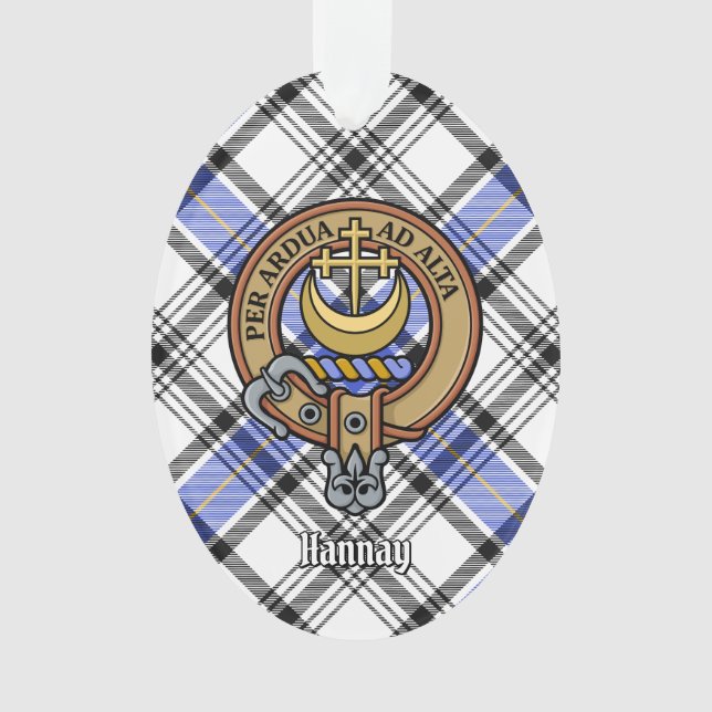 Clan Hannay Crest over Tartan Ornament (Front)