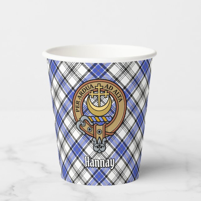 Clan Hannay Crest over Tartan Paper Cups (Front)