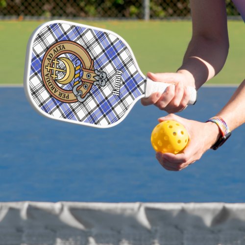 Clan Hannay Crest over Tartan Pickleball Paddle