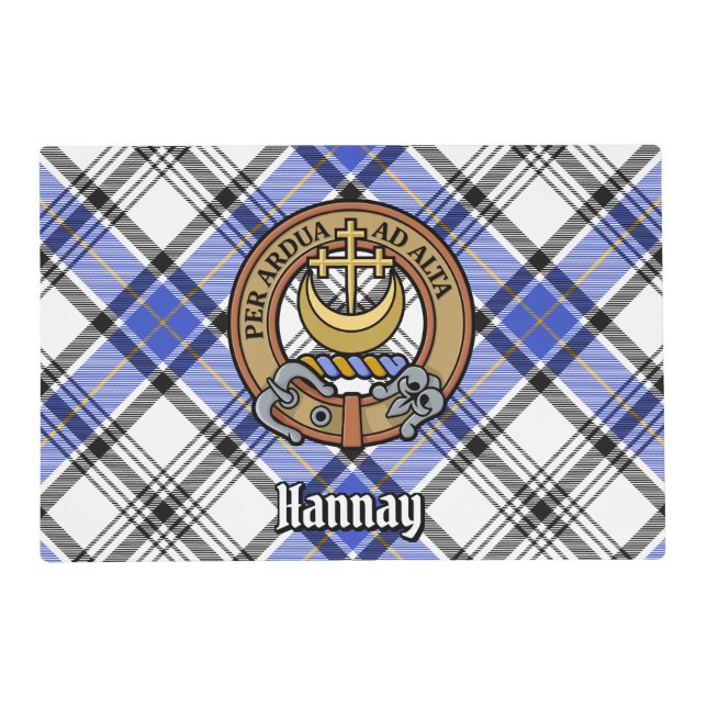 Clan Hannay Crest over Tartan Placemat (Front)