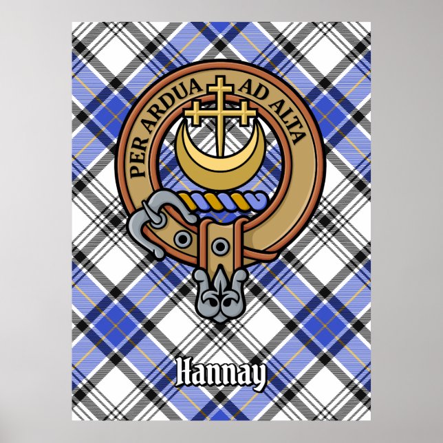 Clan Hannay Crest over Tartan Poster (Front)