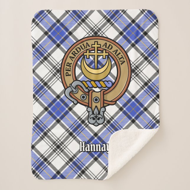 Clan Hannay Crest over Tartan Sherpa Blanket (Front)