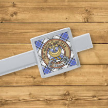 Clan Hannay Crest over Tartan Silver Finish Tie Bar