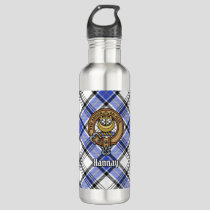 Clan Hannay Crest over Tartan Stainless Steel Water Bottle