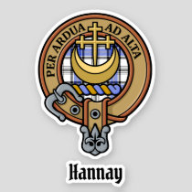 Clan Hannay Crest over Tartan Sticker