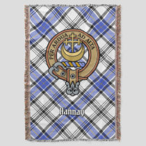 Clan Hannay Crest over Tartan Throw Blanket