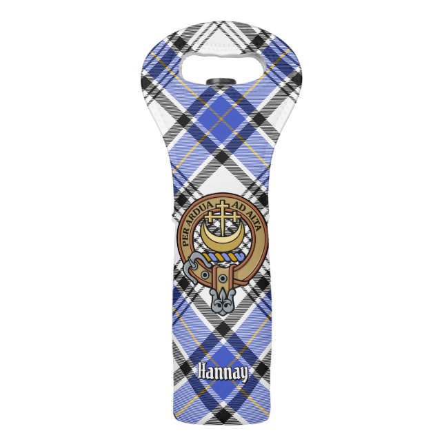 Clan Hannay Crest over Tartan Wine Bag (Front)