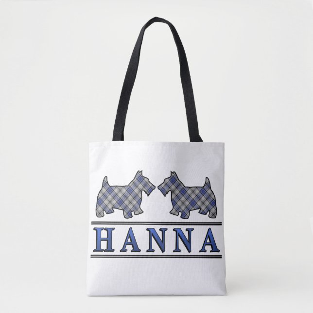 Clan Hannay Hanna Scottie Dogs Tartan Plaid Tote Bag (Front)