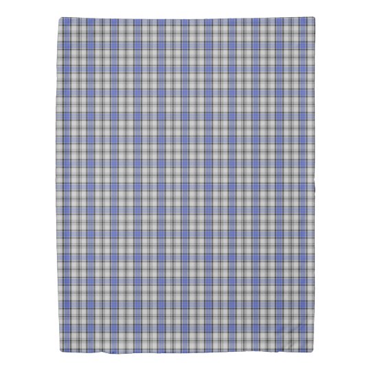 Clan Hannay Scottish Accents White Blue Tartan Duvet Cover