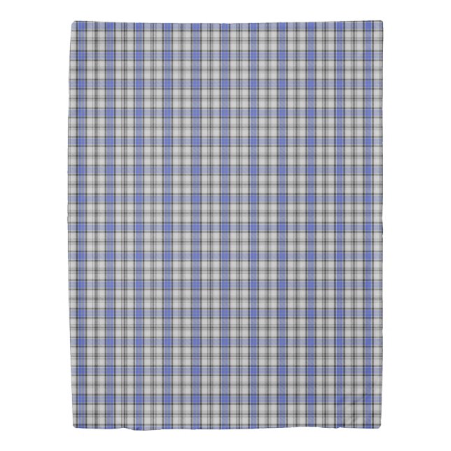 Clan Hannay Scottish Accents White Blue Tartan Duvet Cover (Front)