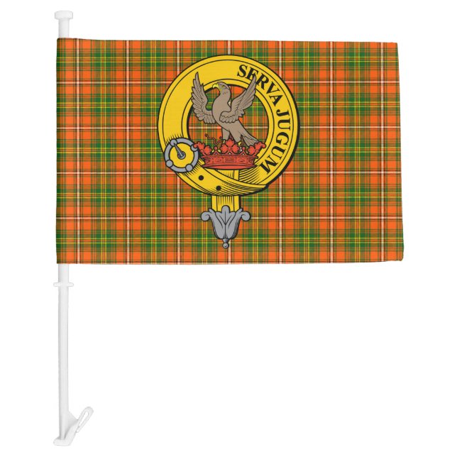 Clan Hay ancient tartan window flag with badge (Front)