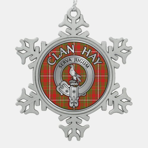 Clan Hay Crest  Tartan Snowflake Pewter Christmas Ornament