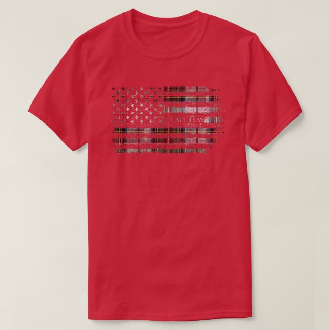 Clan Hay Scottish tartan US flag kilt Scotland 2 T-Shirt (Design Front)