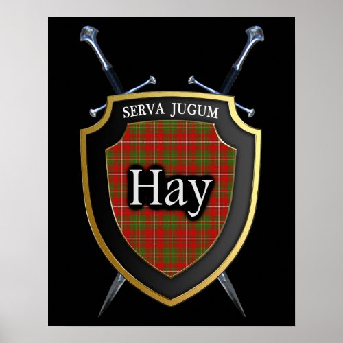 Clan Hay Tartan Scottish Shield  Swords Poster