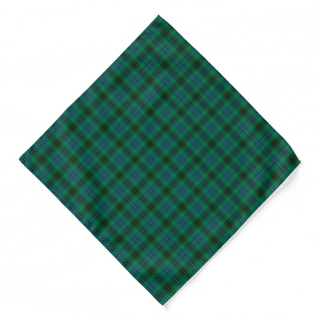 Clan Henderson Bright Green, Blue and Black Tartan Bandana (Front)