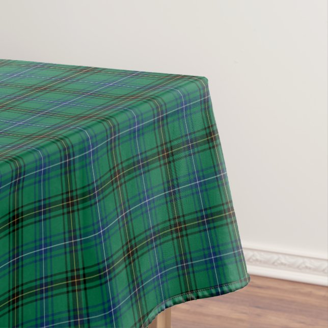 Clan Henderson Bright Green Scottish Tartan Tablecloth (In Situ)