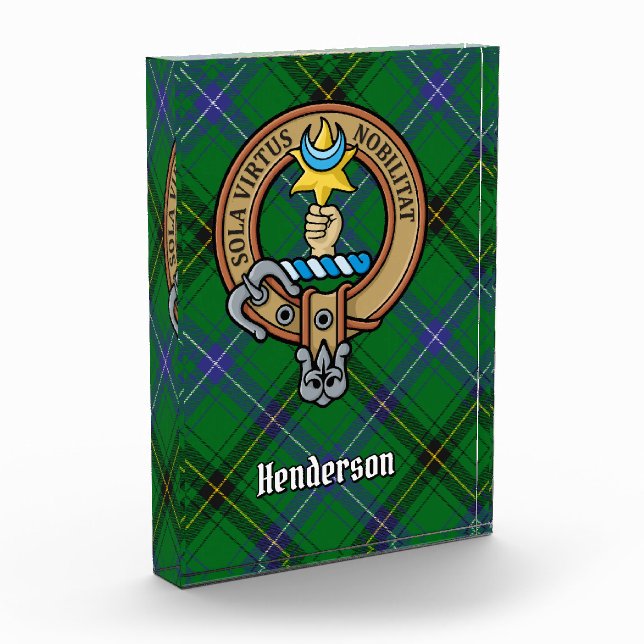 Clan Henderson Crest over Tartan Acrylic Award (Left)