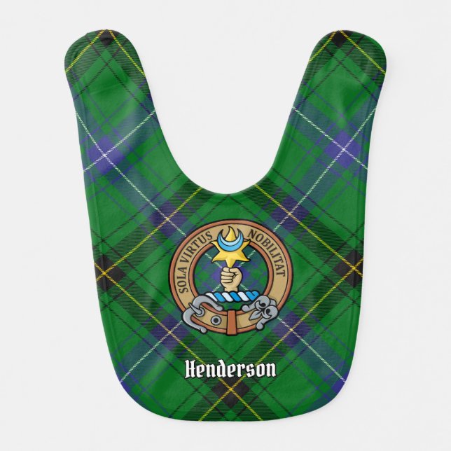 Clan Henderson Crest over Tartan Baby Bib (Front)