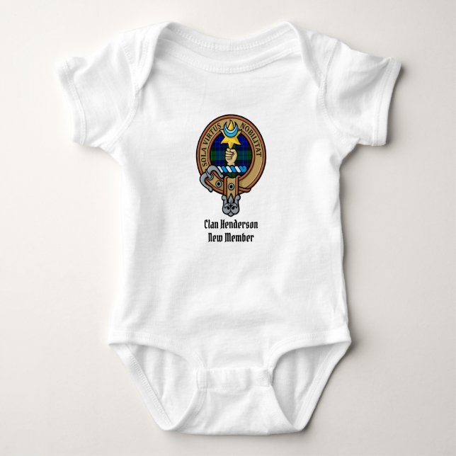 Clan Henderson Crest over Tartan Baby Bodysuit (Front)