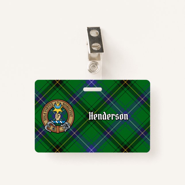 Clan Henderson Crest over Tartan Badge (Front with Clip)