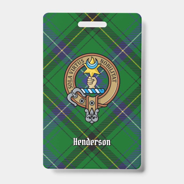 Clan Henderson Crest over Tartan Badge (Front)
