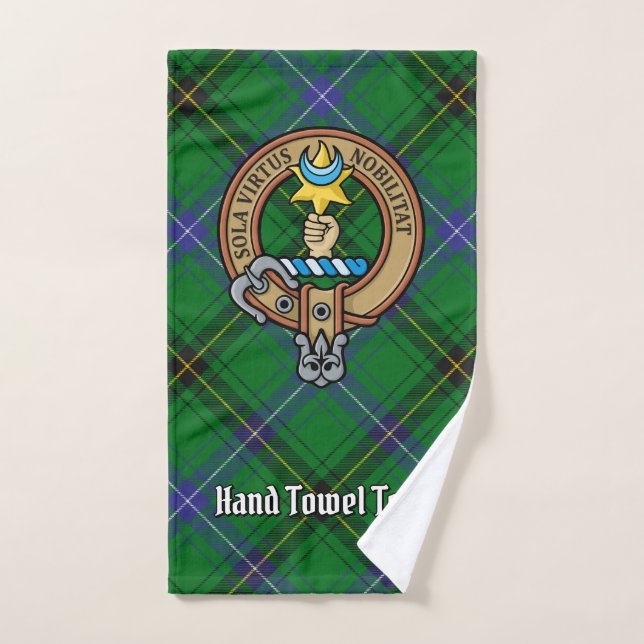 Clan Henderson Crest over Tartan Bath Towel Set (Hand Towel)