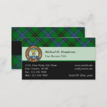 Clan Henderson Crest over Tartan Business Card