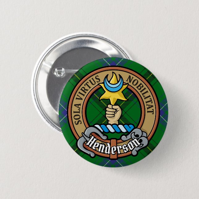 Clan Henderson Crest over Tartan Button (Front & Back)