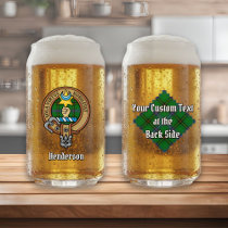 Clan Henderson Crest over Tartan Can Glass