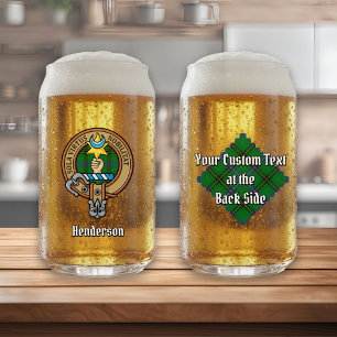 Clan Henderson Crest over Tartan Can Glass
