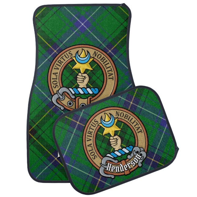 Clan Henderson Crest over Tartan Car Floor Mat (Set)
