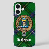 Clan Henderson Crest over Tartan iPhone 16 Case