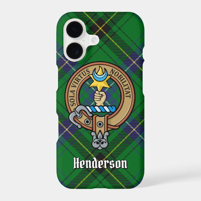 Clan Henderson Crest over Tartan Case-Mate iPhone Case (Back)