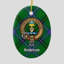 Clan Henderson Crest over Tartan Ceramic Ornament