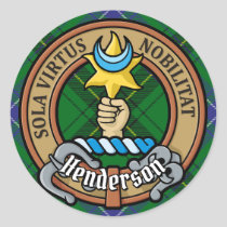 Clan Henderson Crest over Tartan Classic Round Sticker