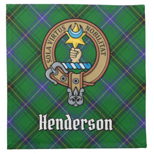 Clan Henderson Crest over Tartan Cloth Napkin