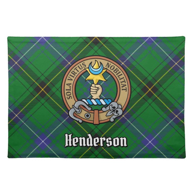 Clan Henderson Crest over Tartan Cloth Placemat (Front)