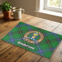 Clan Henderson Crest over Tartan Cloth Placemat