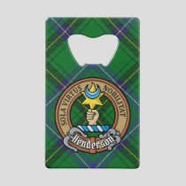 Clan Henderson Crest over Tartan Credit Card Bottle Opener