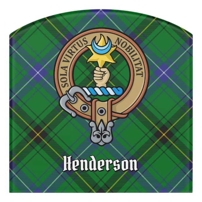 Clan Henderson Crest over Tartan Door Sign (Contour Front)