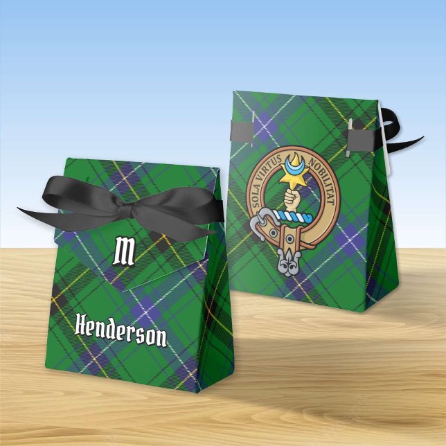 Clan Henderson Crest over Tartan Favor Boxes (Creator Uploaded)