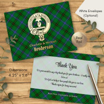 Clan Henderson Crest over Tartan Foil Invitation Postcard