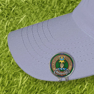 Clan Henderson Crest over Tartan Golf Hat Clip