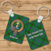 Clan Henderson Crest over Tartan Keychain