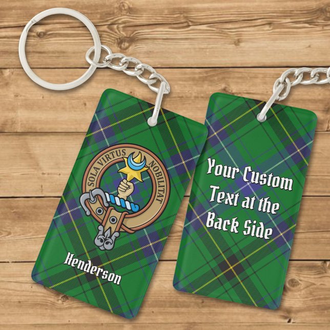 Clan Henderson Crest over Tartan Keychain (Creator Uploaded)