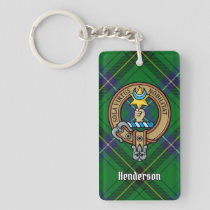 Clan Henderson Crest over Tartan Keychain