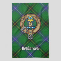 Clan Henderson Crest over Tartan Kitchen Towel