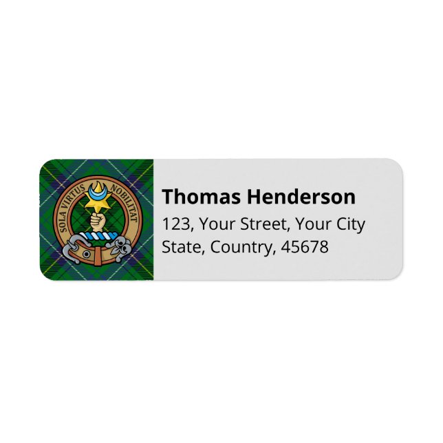Clan Henderson Crest over Tartan Label (Front)
