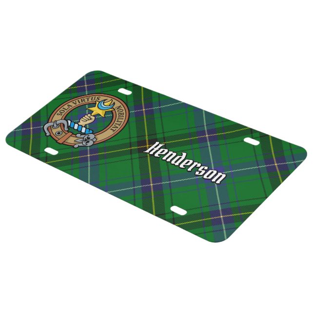 Clan Henderson Crest over Tartan License Plate (Side)